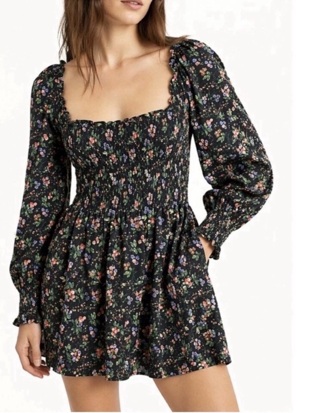 Hill House Norah Nap Dress Berry Floral Crepe NWT XS